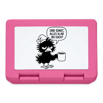 Corbeau noir avec capuchon endormi et bulle de dialogue - Boîte à goûter - rose - Devant
