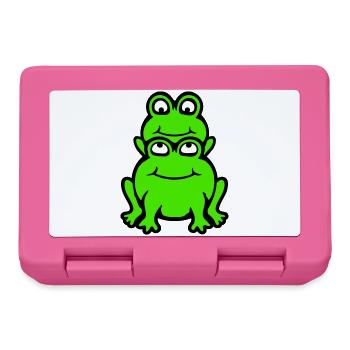 Frosch Kind Familie Papa Mama Huckepack Vatertag - Brotdose - Pink - Vorne