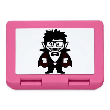 Funny Nerd Vampire with Glasses and Bow Tie - Lunchbox - pink - Front