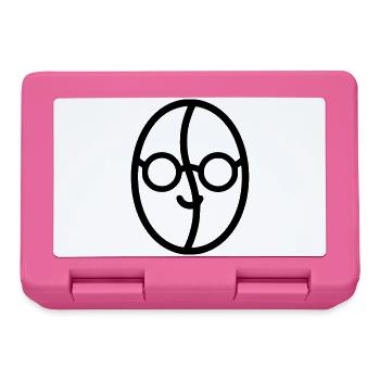 Kaffee-Liebe: Kaffeebohne mit Brille - Brotdose - Pink - Vorne