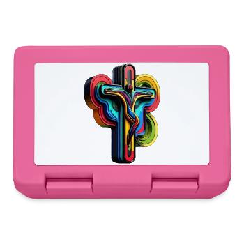 Vibrant Rainbow Cross Pop Art - Lunchbox - pink - Front