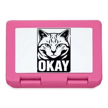 Okay Katze Genervt Schwarz Weiß Design - Brotdose - Pink - Vorne