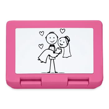 Cœur de dessin animé de couple marié - Boîte à goûter - rose - Devant