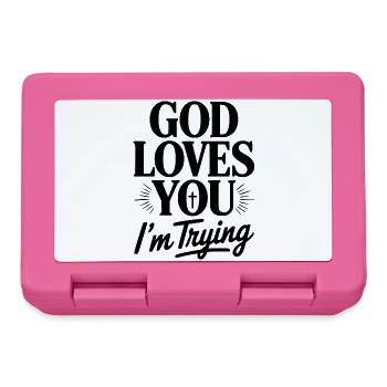God Loves You I'm Trying - Lunchbox - pink - Front
