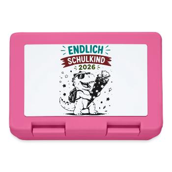 Endlich Schulkind 2026 Dino - Brotdose - Pink - Vorne
