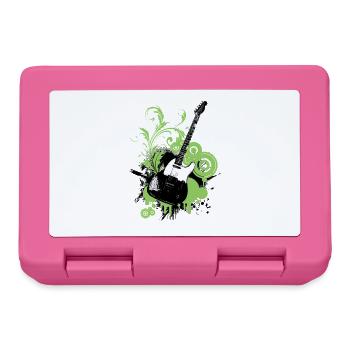 Grafische, florale grüne Gitarre - Brotdose - Pink - Vorne