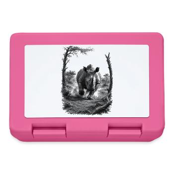 Wild rhinoceros in nature in artistic drawing style - Lunchbox - pink - Front