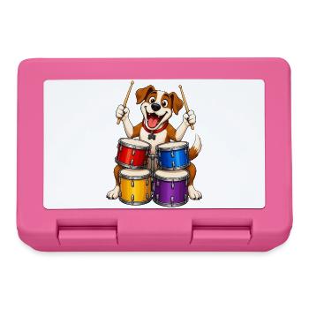 Excit Dog jouant de la batterie à quatre musiciens - Boîte à goûter - rose - Devant