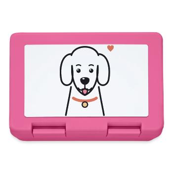 Süßer Hund mit rotem Halsband und Herz - Brotdose - Pink - Vorne
