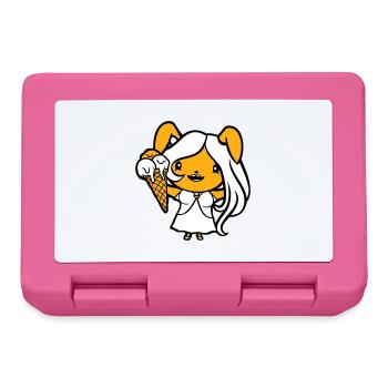 Hase isst Eis Waffel Eiscreme lecker Mädchen Frau - Brotdose - Pink - Vorne