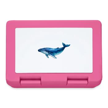 Blue Water Whale Watercolor - Lunchbox - pink - Front