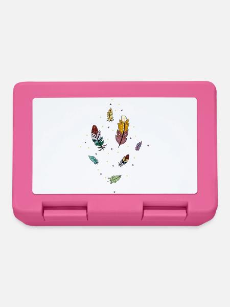 Bunte Federn - Brotdose - Pink