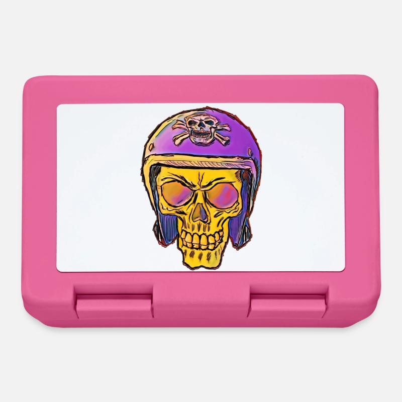 Skull with skull helmet - Lunchbox - pink