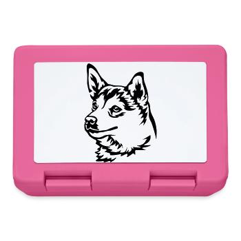 Norwegischer Lundehund Kopf - Brotdose - Pink - Vorne