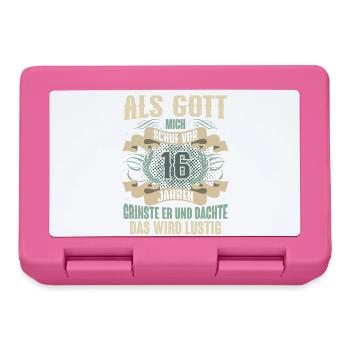 16. Geburtstag Als Gott Mich Schuf Vor - Brotdose - Pink - Vorne