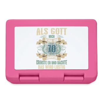 70. Geburtstag Als Gott Mich Schuf Vor - Brotdose - Pink - Vorne