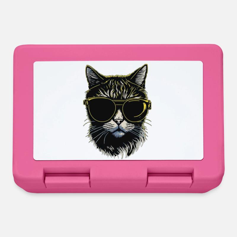 Katze mit Brille - Brotdose - Pink