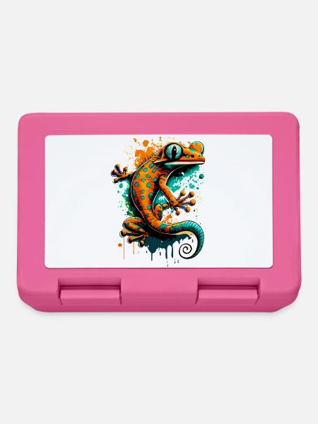 Echse Farbenfroh - Gecko Salamander Eidechse - Brotdose - Pink
