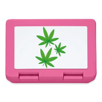 Green Cannabis Leaves - Lunchbox - pink - Front