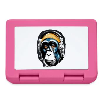 Music Monkey Chimpanzee Headphones as a Gift Idea - Lunchbox - pink - Front