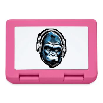 Music Monkey Gorilla with Headphones as a Gift Idea - Lunchbox - pink - Front