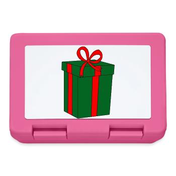 Cadeau vert avec ruban rouge - Boîte à goûter - rose - Devant