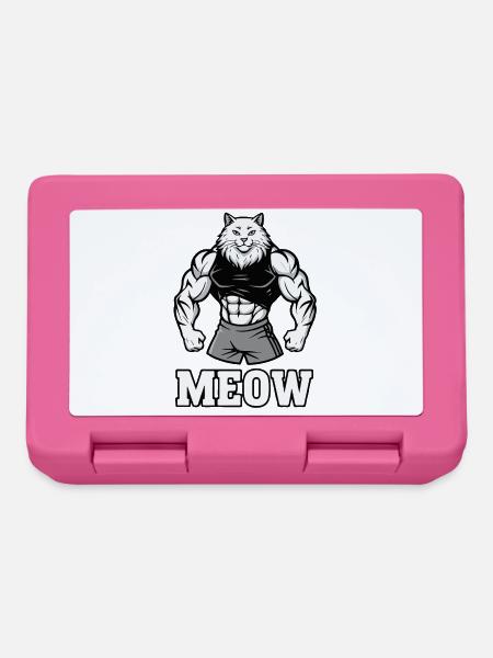 Meow Gym Cat – lustiger Bodybuilding-Humor - Brotdose - Pink