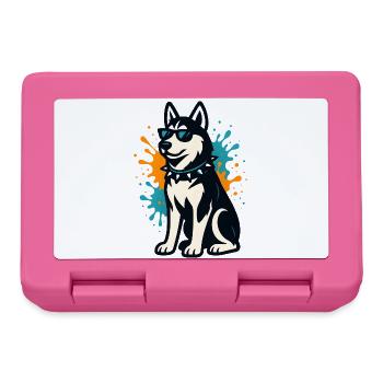 Siberian Husky im Spray-Graffiti mit Sonnenbrille - Brotdose - Pink - Vorne