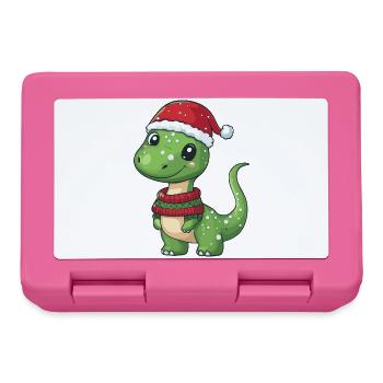 Dinosaure brontosaure Noël - Boîte à goûter - rose - Devant