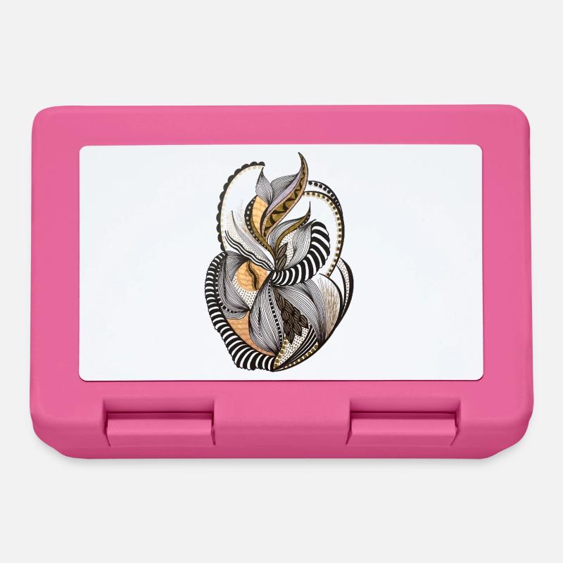 Organic leaf pattern in gold and black - Lunchbox - pink