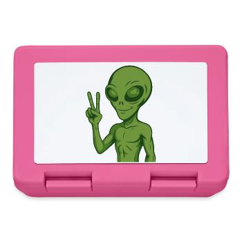 Alien Außerirdischer Frieden Peace - Brotdose - Pink - Vorne