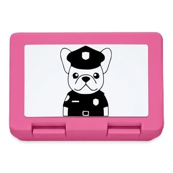 Frenchie Polizist Hund Schwarz - Brotdose - Pink - Vorne