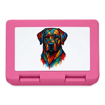 Geometrischer Labrador Dog Moderner Buntglas-Stil - Brotdose - Pink - Vorne