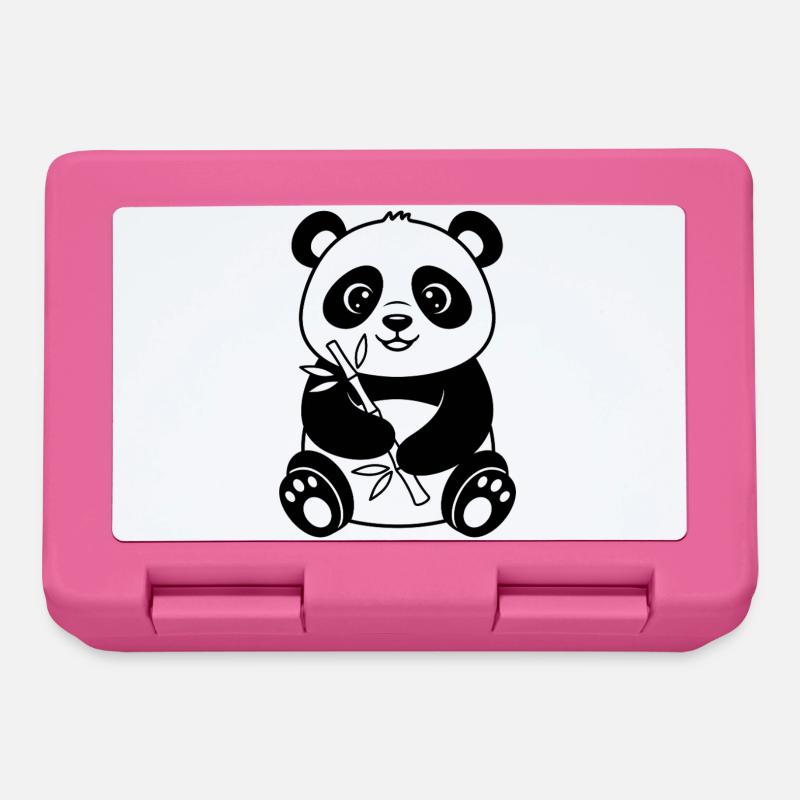 Panda au bambou – Dessin en noir et blanc - Boîte à goûter - rose