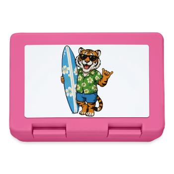 Tigre des surfs en chemise hawaïenne - Boîte à goûter - rose - Devant