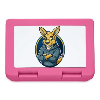 Kangaroo Kawaii Maskottchen Cartoon Clipart Logo Abzeichen - Brotdose - Pink - Vorne