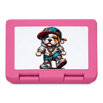 Cute Hip Hop Bulldog Puppy Streetwear Dog Merch - Lunchbox - pink - Front