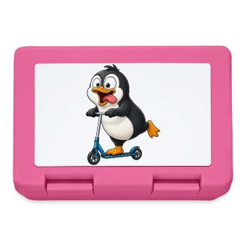 Dessin animé mignon du Pingouin sur le scooter - Boîte à goûter - rose - Devant
