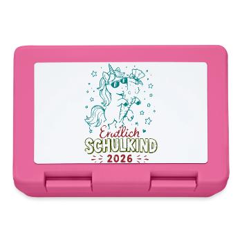 Endlich Schulkind 2026 Unicorn Feier - Brotdose - Pink - Vorne
