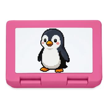 Pixel Penguin: Playful Retro Aesthetic - Lunchbox - pink - Front
