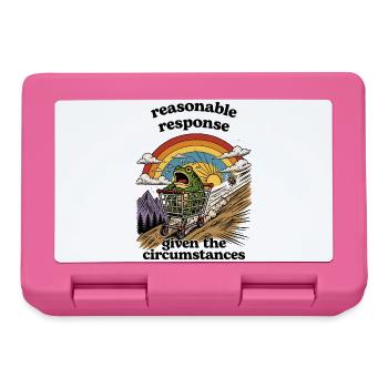 Frog in shopping cart under rainbow - Lunchbox - pink - Front