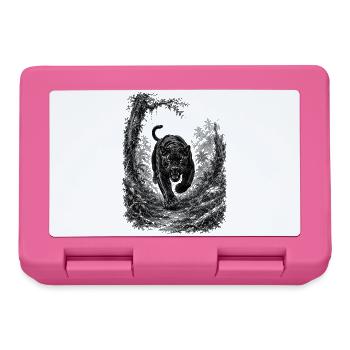Wilder schwarzer Panther in Natur im Zeichenstil - Lunchbox - pink - Front