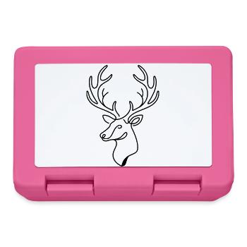Minimalistisches schwarz-weiß Hirsch-Line Art - Brotdose - Pink - Vorne
