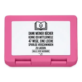 Krimi & Bücherwurm Thriller Hallo Nachbar - Brotdose - Pink - Vorne