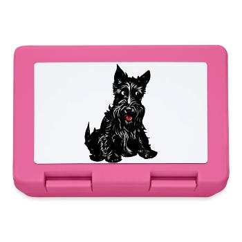 Monochrome Terrier-Linienkunst - Brotdose - Pink - Vorne