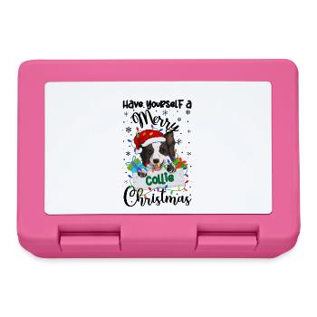 Border Collie Noël Border Collie Cadeaux de Noël - Boîte à goûter - rose - Devant
