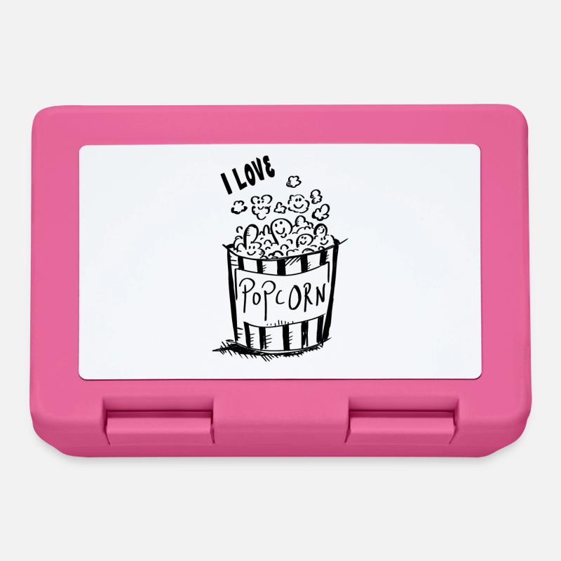 J'adore pop-corn - I love pop-corn - Boîte à goûter - rose