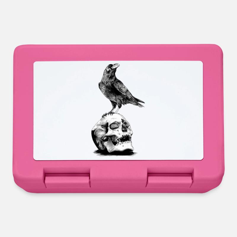 Skull with a crow - Lunchbox - pink