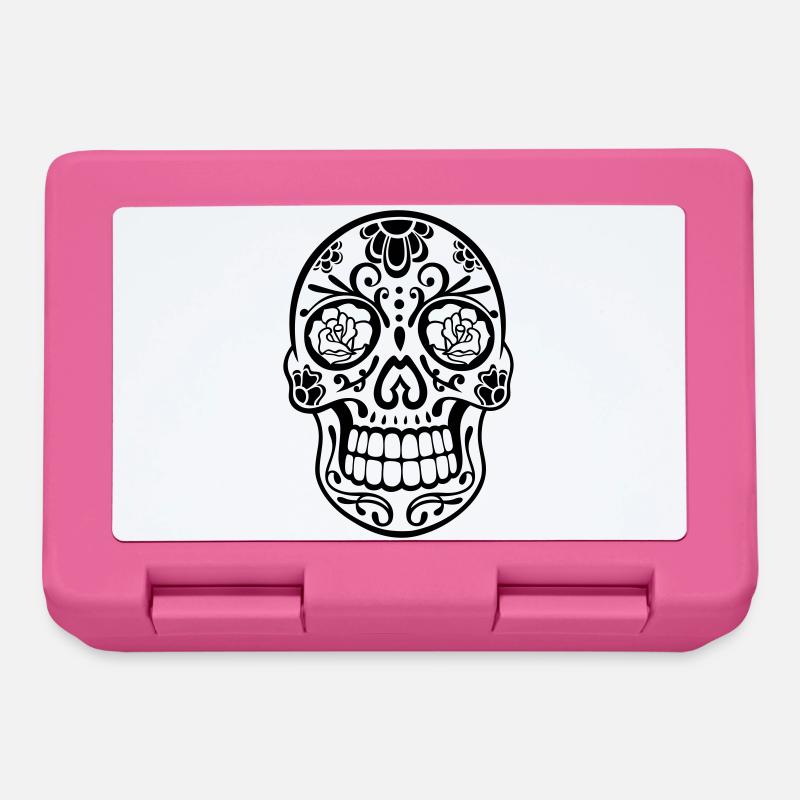 Tête de mort traditionnelle « sugar skull » du Mexique - Boîte à goûter - rose