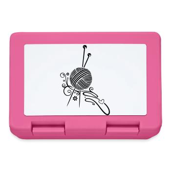 Knitting needles with wool and flowers. - Lunchbox - pink - Front